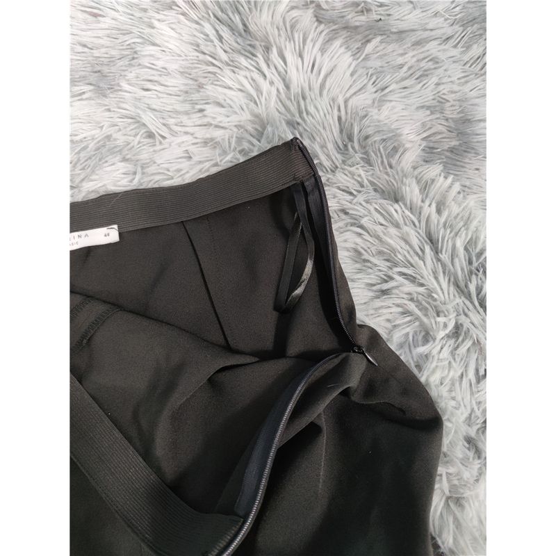 Export Single European and American Style Work Clothing Office High Waist Black Sheath Skirt Niche Style Slit Design Hepburn Skirt for Women