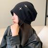 Polyester Slouchy Beanie Hat Star Decor Warm Earflap Hat Fall Winter Beanie Hat  Outdoor Activities