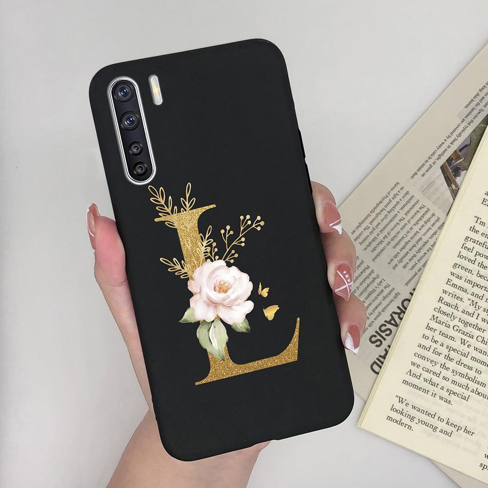 For OPPO A91 F15 Reno3 Phone Case Couple A-Z 26Letter Anti Drop Soft Silicone Matte Back Cover For OPPO A 91 F 15 Reno 3 Bumper