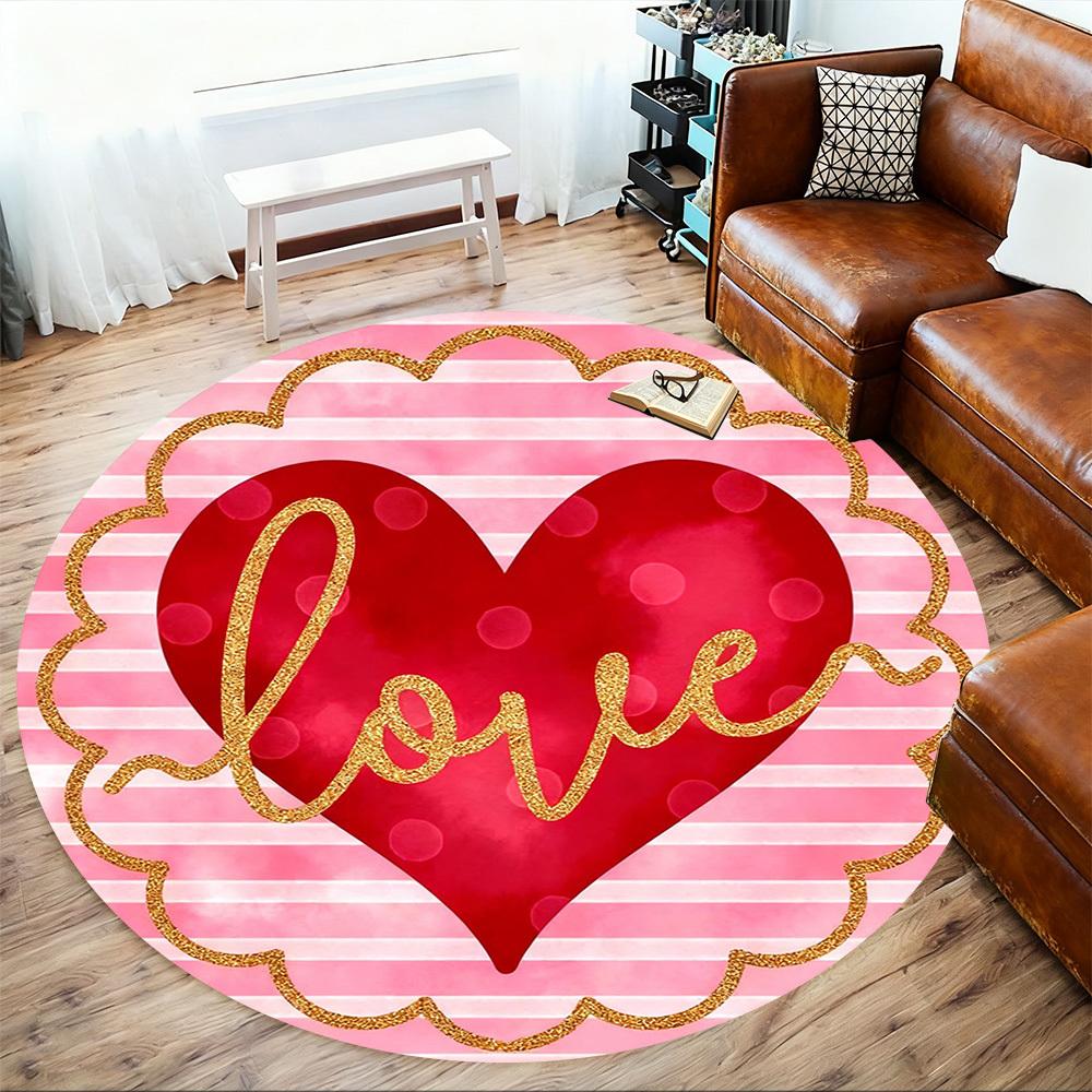 1pc love heart Round Chair mat office Area Rug - Non-Slip, Floor Mat for Office, Bedroom, Ideal home decor gift p0105037