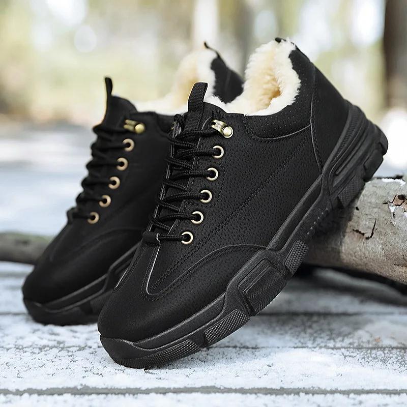 Fashion Casual Cotton Shoes 2024The New Snow Boots Winter Keep Warm Hiking Shoes Outdoor Plush Thickening Men Snow Boots Casual Sneakers