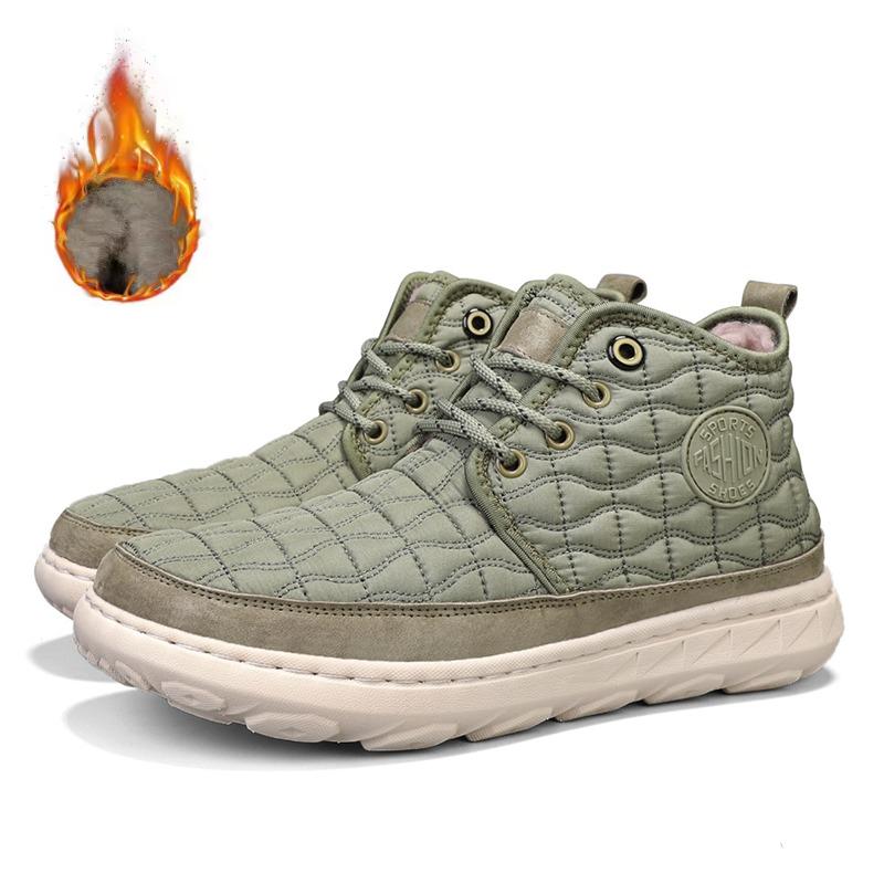 

Новые зимние ботильоны для снега, мужские ботильоны с хлопковой подкладкой для тепла, повседневная обувь для снега, уличная хлопковая обувь, мужская обувь 44 зелёный