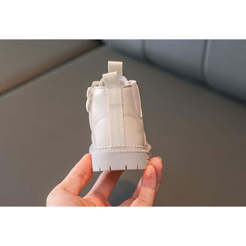 Dívčí Martin boots, Podzim/Zima Britský styl Dětské kožené boty, Dětské kotníkové boty, S fleecovou podšívkou pro batolata a děti.