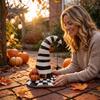 Halloween Witch Hat Outdoor Decor, Resin Pumpkin and Yard Ornament for Garden House