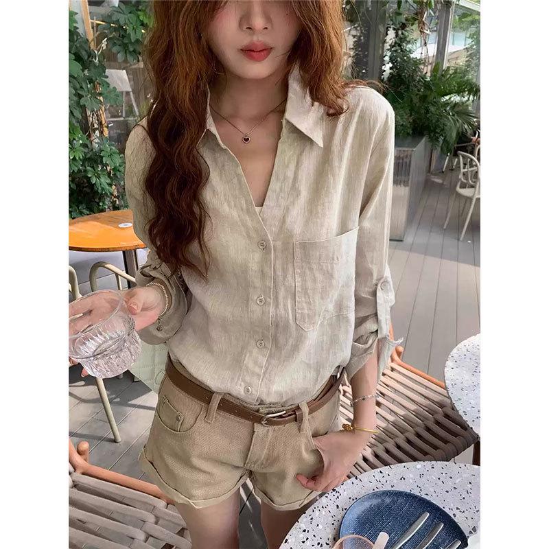 Women's French Retro Long Sleeve Shirt - 2026 Spring Collection, Loose-Fit, Classic Style