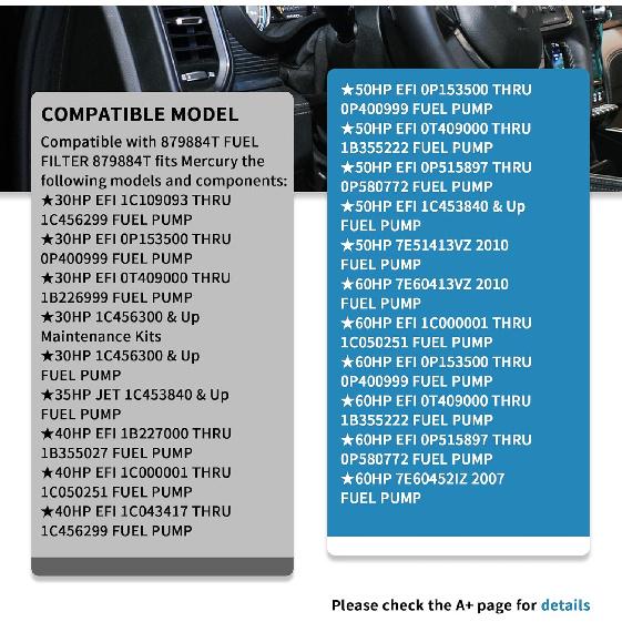 879884T 35-879884T Cartridge Type Fuel Filter Assembly 30HP 35HP 40HP 50HP 60HP for Mercury and Mariner 4-strokes Outboards