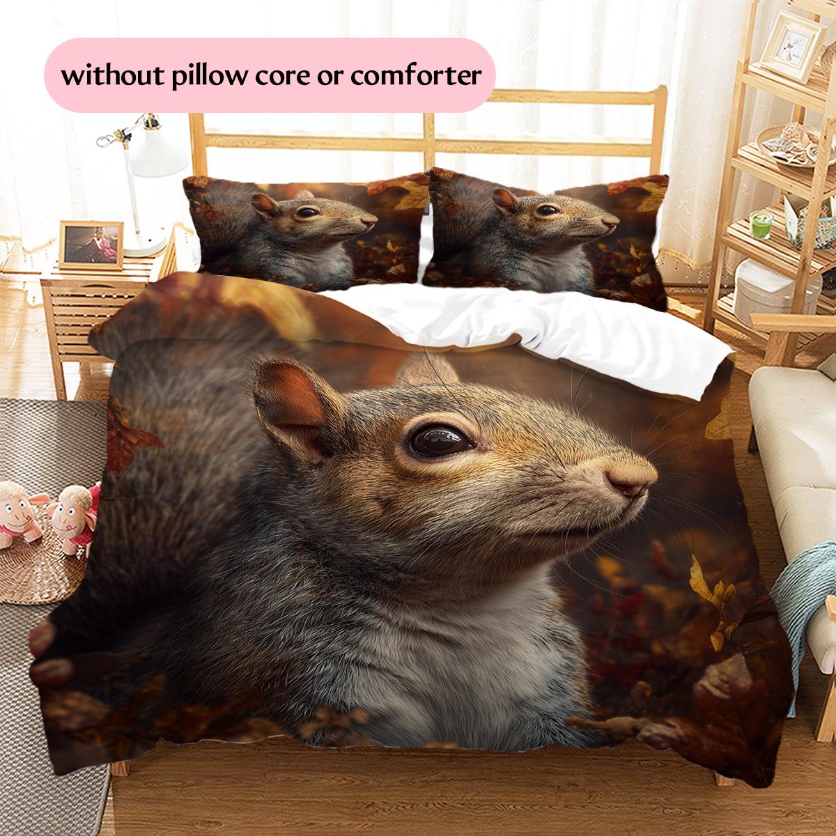 

Squirrel Pattern Bedding Home Decoration Birthday Gift (1 * duvet cover + 2 * pillowcase, without core) 135x200cm
