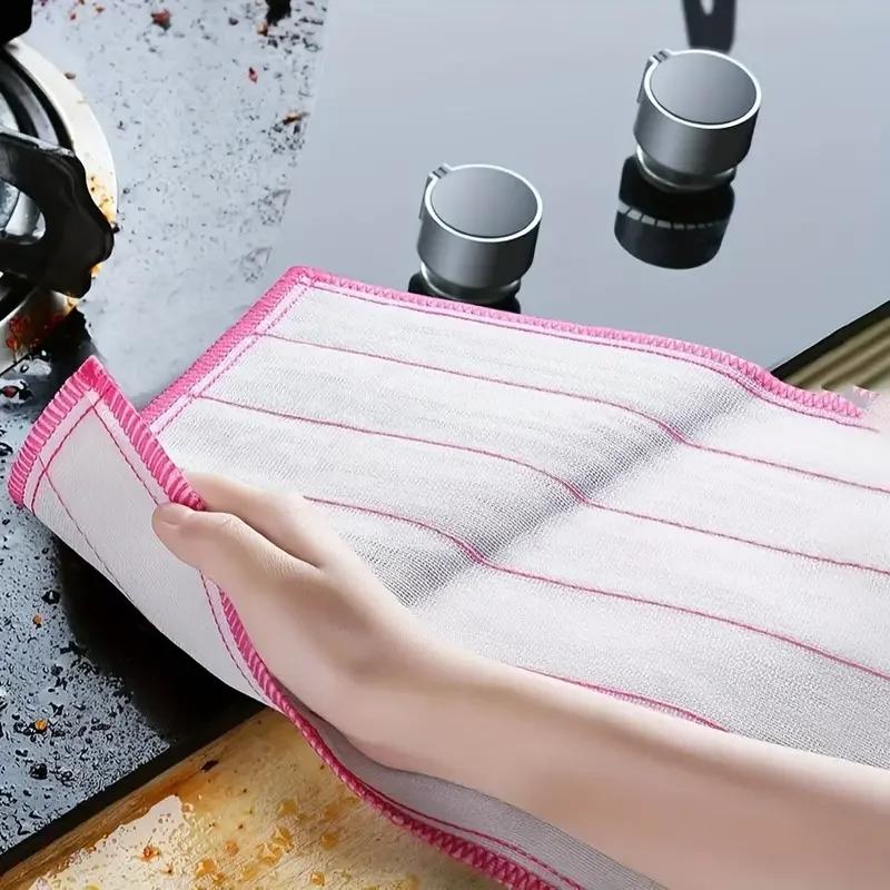 Reusable 5-Layer Full Yarn Cotton Microfiber Kitchen Cloth 25x25cm Super Absorbent Anti-Oil Degreasing Easy Cleaning Dish Towel