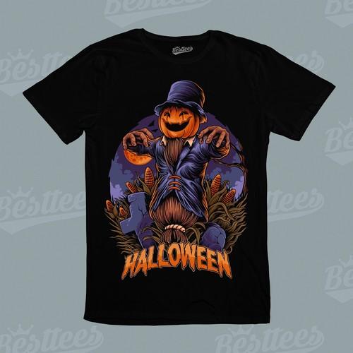 Halloween Pumpkin Scare Crow Dark October Horror T-Shirt S разноцветный