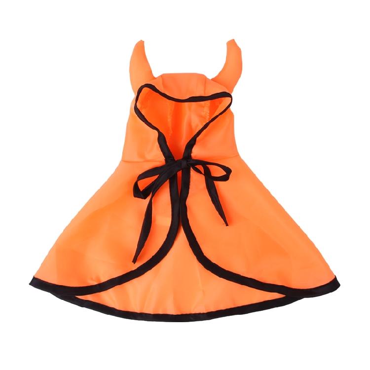 Pet Halloween Costume 3Pcs Set Adjustable Orange Cloak Cute Horns Design