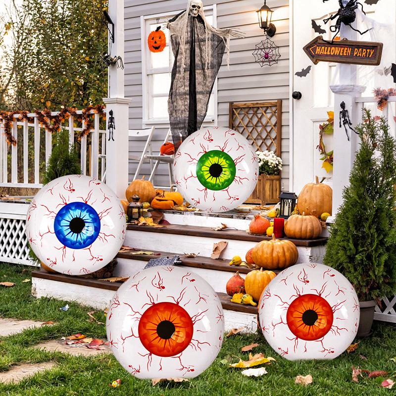 Halloween 1D Inflatable Eyeball Balloons 11 inch Horror Theme Party Indoor Outdoor Garden Lawn Party Decor Bloodshot Eyeballs