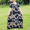 Elegant Women's Dresses Summer Vintage Clothes Plus Size Short Sleeve Casual Loose Long Dress