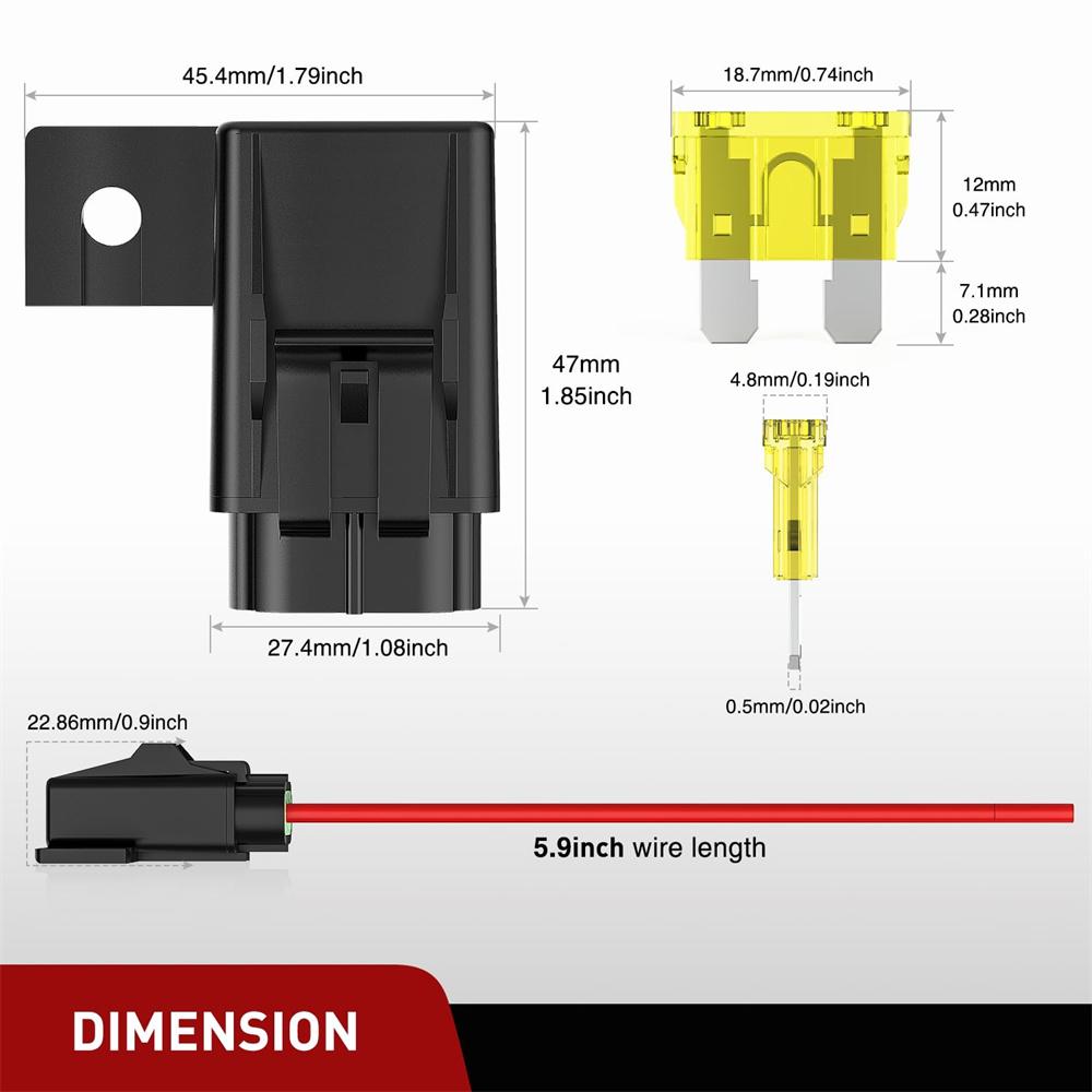

2 Sets Fuse Holder 12Awg Waterproof Atc/Ato Blade Fuse Holder 20A 30A