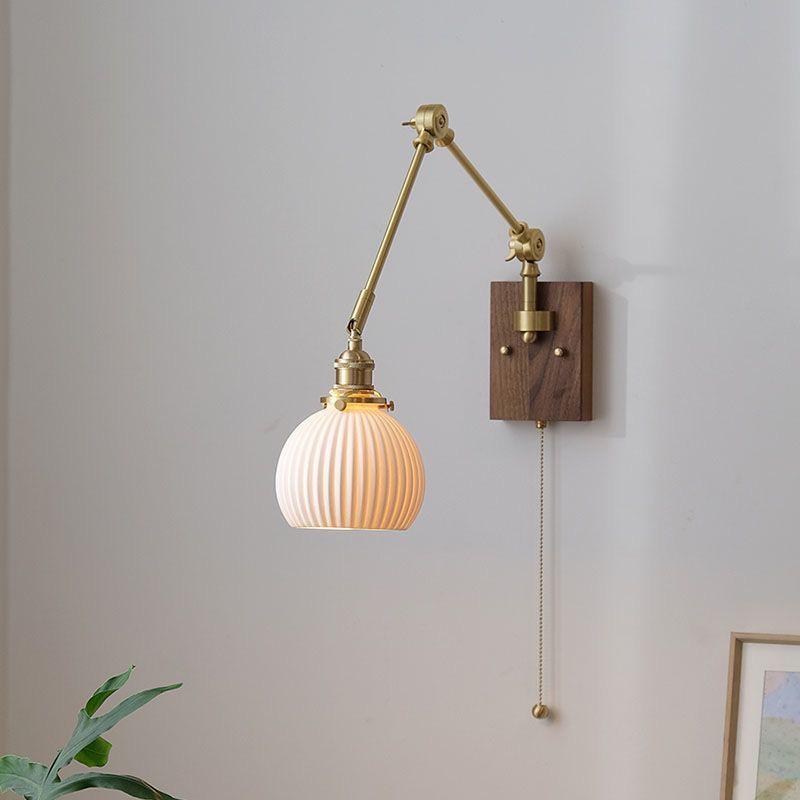 Used Copper French Retro Wabi-Sabi Style Swing Arm Wall Sconce for Bedroom or Living Room.