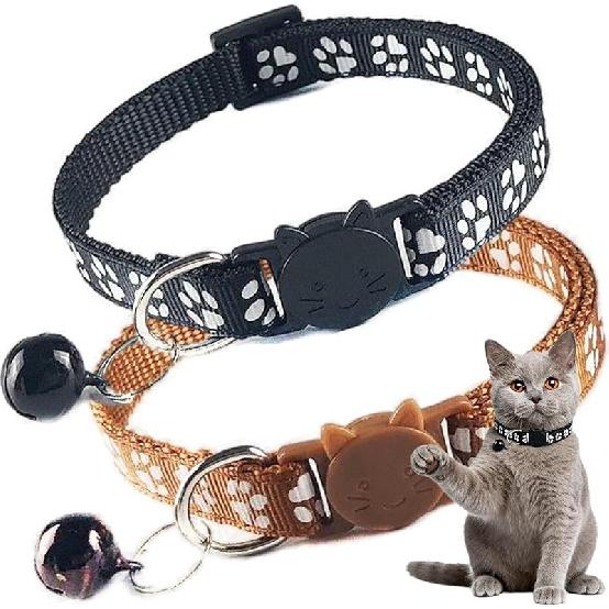 Pink Breakaway Cat Collar with Bells, 2 Pack Break Away Kitten Collar with Bells, Female Cat Collar for Girl Cats Kitty