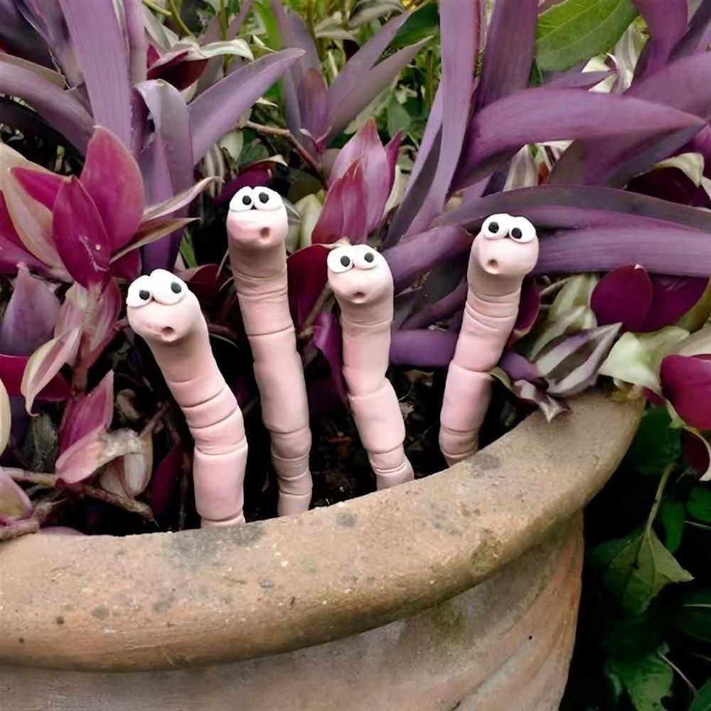 5 Stück Lustige Miniatur-Wurm-Pflanzen-Dekorationen Niedliches Design Topfpflanzen-Dekor DIY-Terrarium