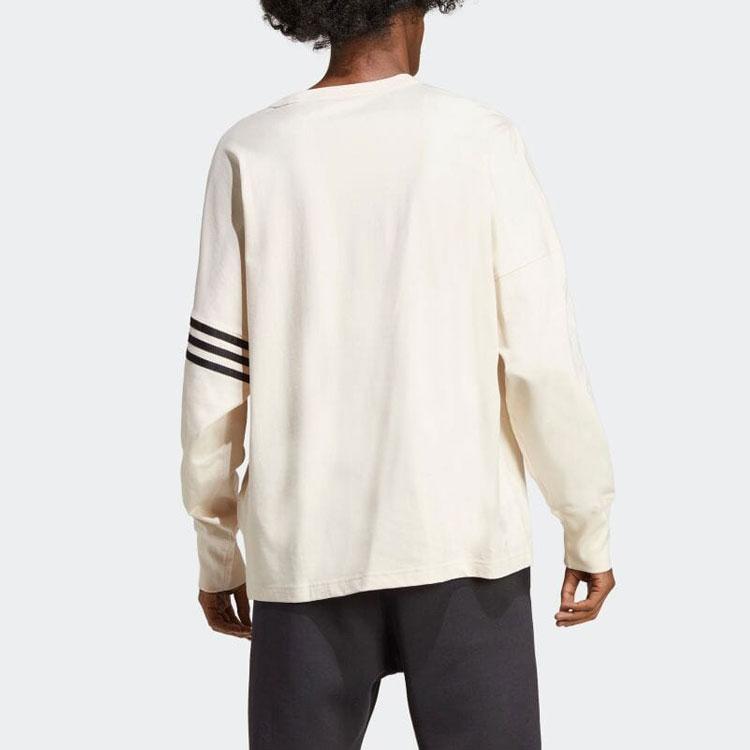 Adidas Originals Trefoil Side Stripe Crew Neck Long Sleeve Printed T-Shirt Men Tops Ivory HS1525