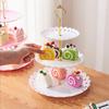 6pcs Cake Stand Afternoon Tea Wedding Plates Party Embossed Tableware Holder