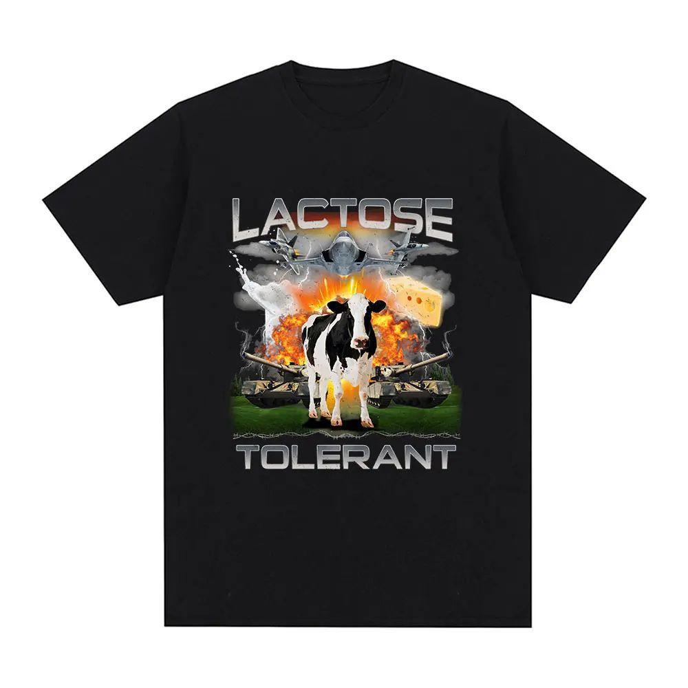 Lactose Tolerant Funny Meme Graphic T Shirt Milk Makes My Tummy Hurt T-shirt Fashion Vintage Hip Hop Short Sleeve T-shirt Unisex