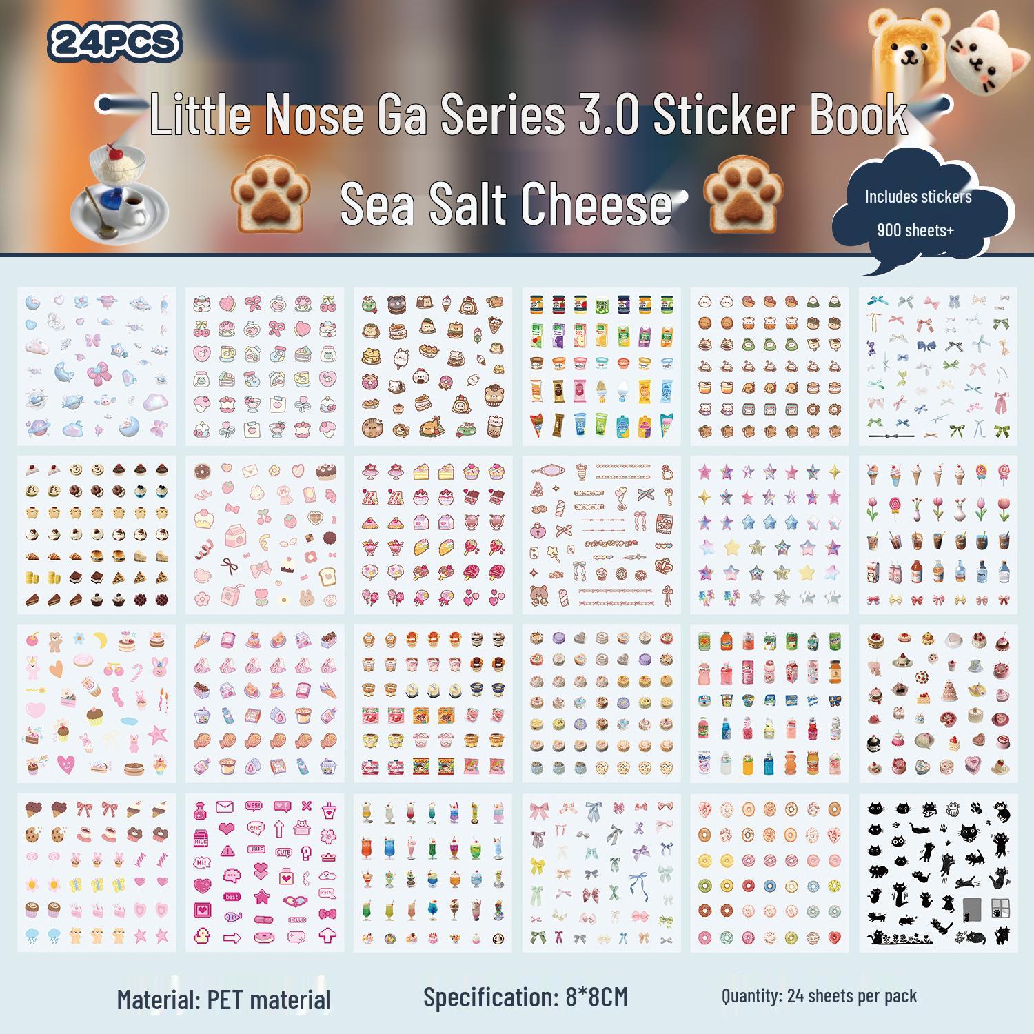 Zaomou PET Little Nose Gā Series Sticker Book: Cute Stickers for Kids Journals & DIY Nail Art