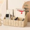 5 Grids Divided Storage Box Portable Handwoven Sundries Storage Basket for Home Living Room Kitchen Bedroom Organizer