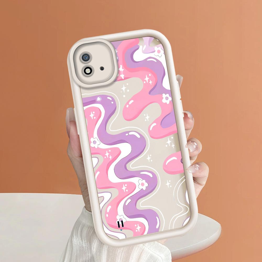 Soft Silicone Square Ladder Printing Pattern Phone Casing Full Cover Camera Shockproof Protection Rubber Case for OPPO Realme