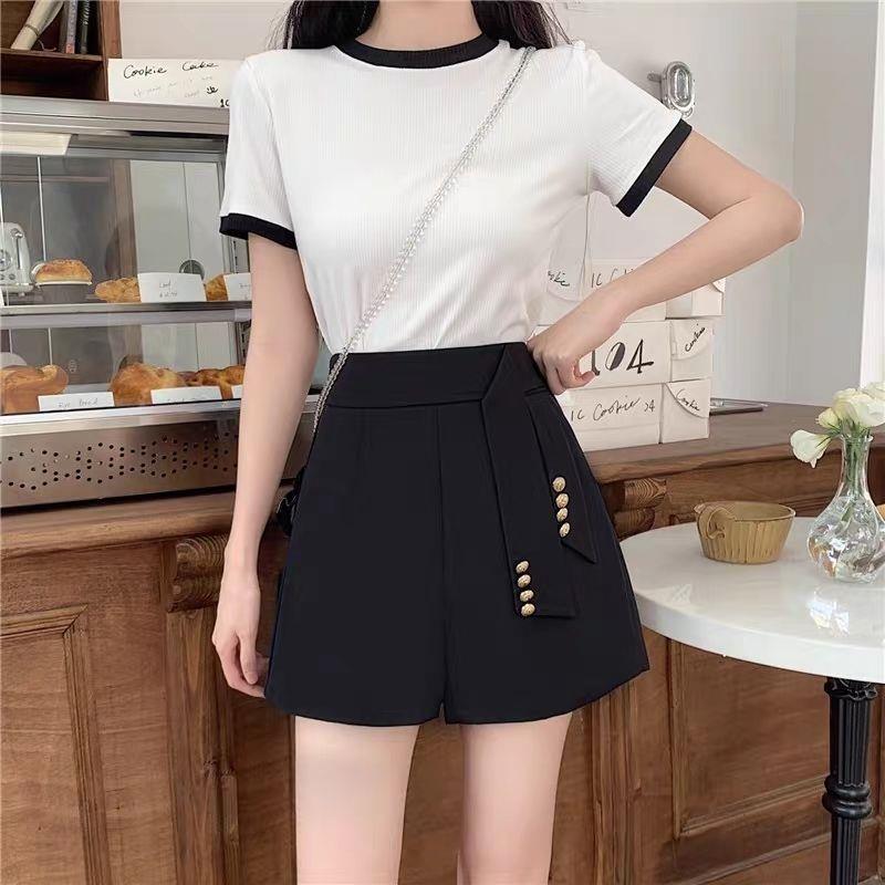2026 Summer Women s High Waist A-line Suit Shorts, Slimming Wide-Leg Fit, Petite Casual Style XL