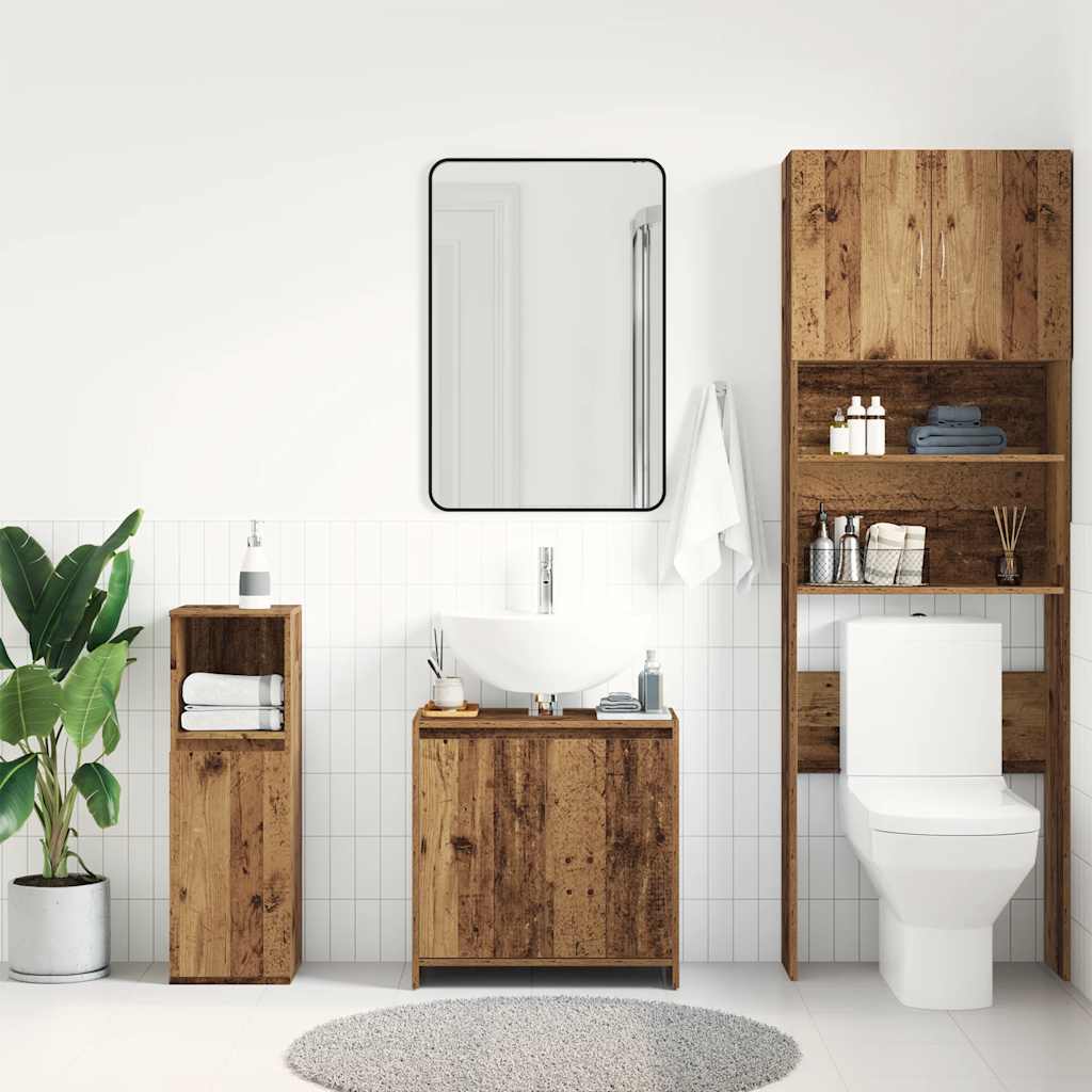 Bathroom Vanity Cabinet with Rustic Wood Effect 60 X 33 X 60 Cm Engineered Wood