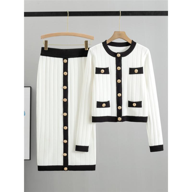 Fall Set Skirt Halter Knit Cardigan Two Piece Dresses
