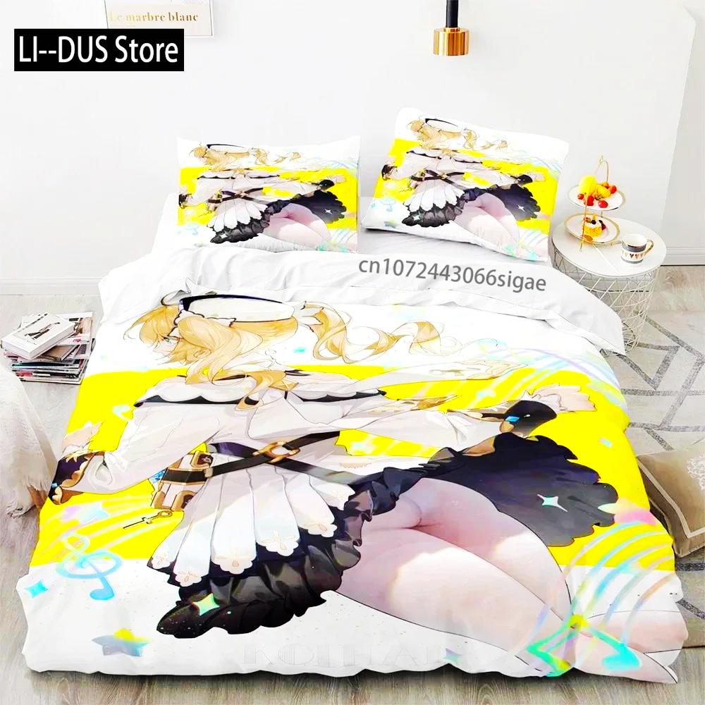 Anime Spiel Genshin Impact Ganyu Bettwäsche Set Bettbezug Bettwäsche-Set Steppdeckenbezug Kissenbezug Bettdecke King Queen Größe Jungen Erwachsene