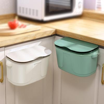 Cubo basura para colgar en la puerta del armario de cocina con asa, cubo de basura pequeño debajo del fregadero, contenedor de Compost para residuos montado en la pared