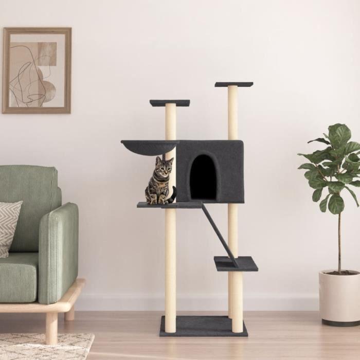 VidaXL Arbre à chat avec griffoirs en sisal gris foncé 143 cm 171731