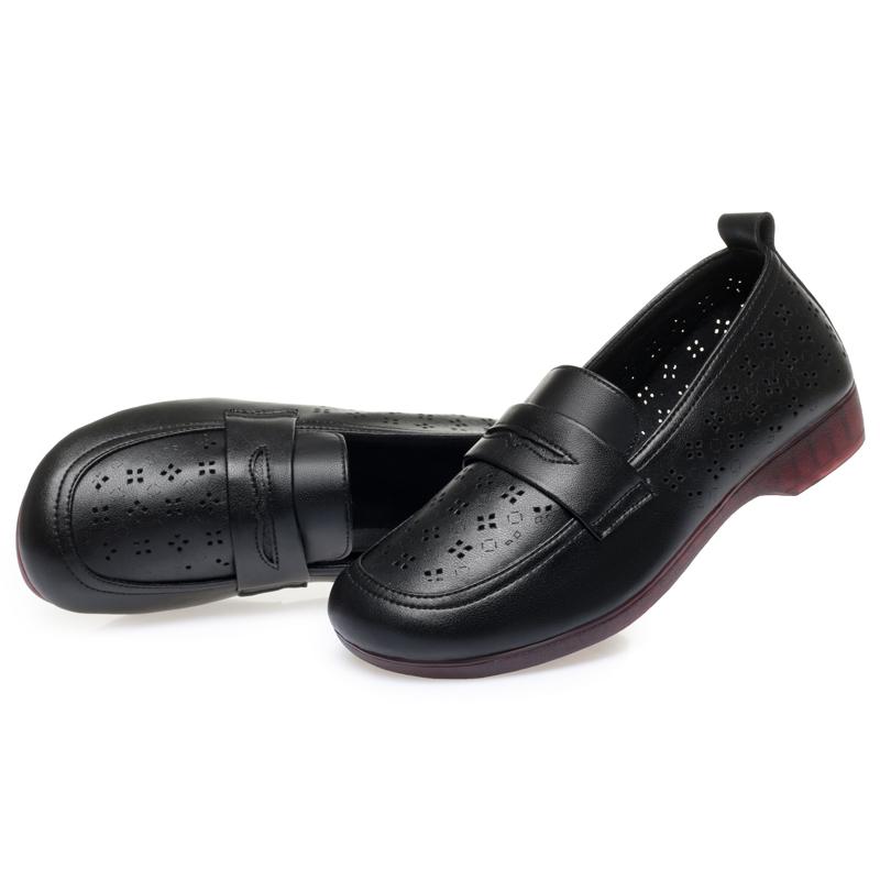 Prolamované boty Dámské letní boty z pravé kůže Dírka Velké boty pro maminky