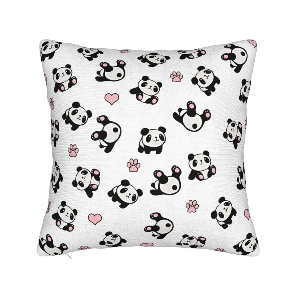 Sushi Panda Square Pillow Case Food Cushion Cover Vintage Polyester Decorative Throw Pillow Case Cover For Home 40*40Cm
