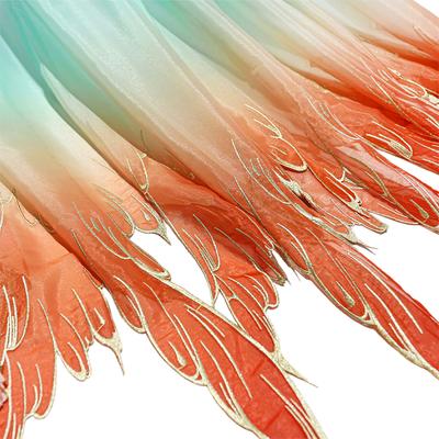150X50Cm Gradientowy Haft Liść Lotosu Miękka Tkanina DIY Koszule Hanfu Ubranka dla Lalek Chińskie DIY Rękodzieło Szycie Organza Tiul