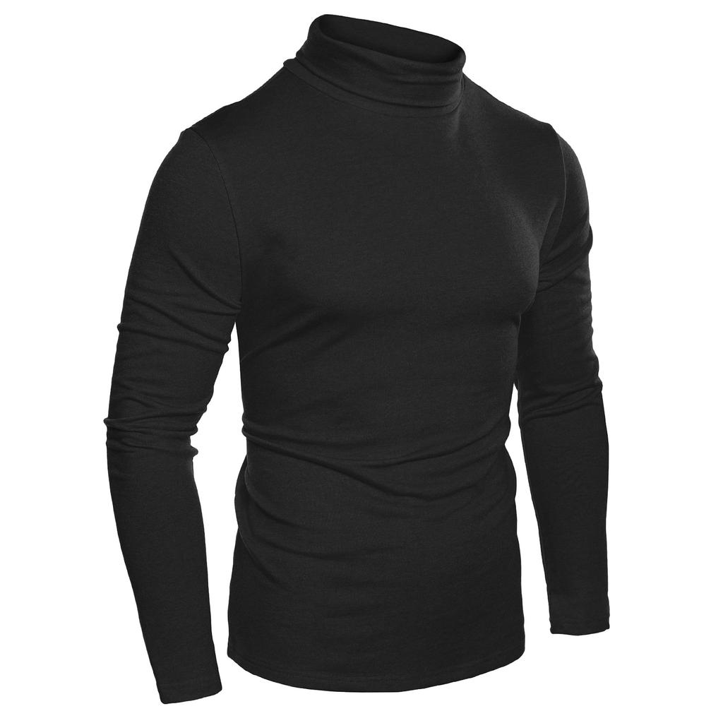 Herren Frühling und T-Shirt Einfarbige Langarm Halbhoher Kragen Pullover