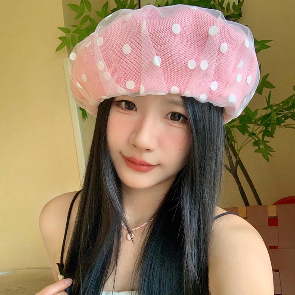 New Knit Painter Caps Korean Beanie Cap Fashion Polka Dot Berets  Female