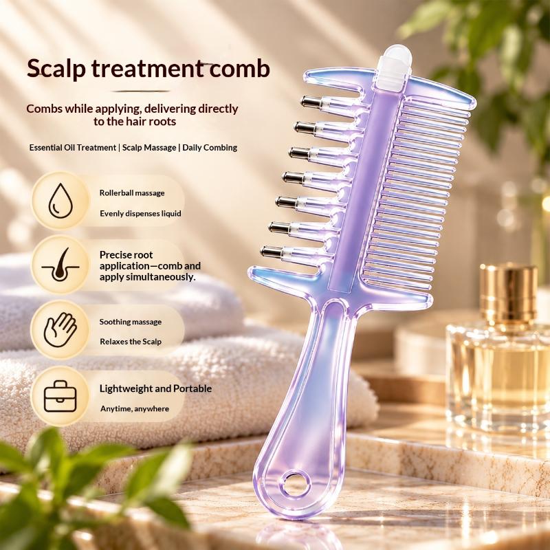 2-In-1 Scalp Applicator Comb With 7 Rolling Massage Tips Multi-Function Scalp Liquid Applicator Anti-Frizz Hair Care Comb Gift