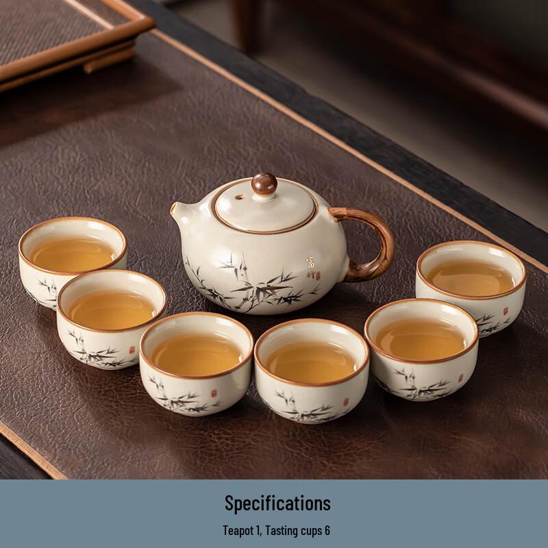 Ru Ware Ceramic Tea Set - Rich Bamboo Xishi Pot