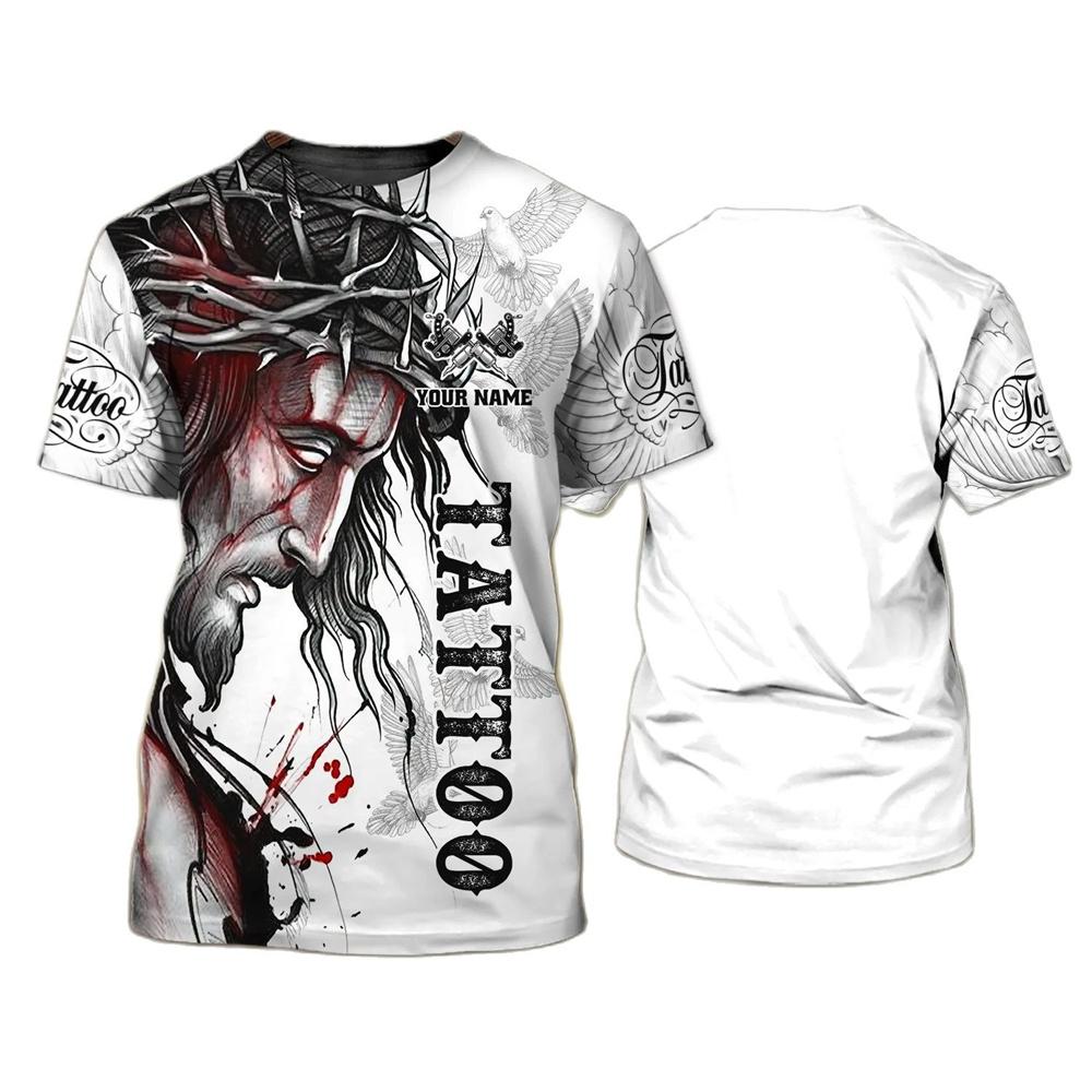 T-shirt Pour Homme Drôle Tatouage Harajuku Streetwear Loisirs Col O Oversize Manches Courtes Hauts Tendance Mode Nom Impression Personnalisée T-shirts