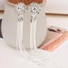 Women Shiny Rhinestone Long Tassel Dangle Stud Earrings Fashion Bride Jewelry