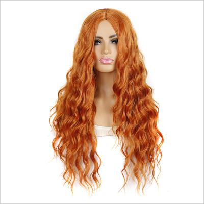 Oranžově hnědá paruka Syntetické dlouhé paruky pro ženy Vlnitý účes Cosplay Halloweenská párty Přirozená Sexy dámská paruka