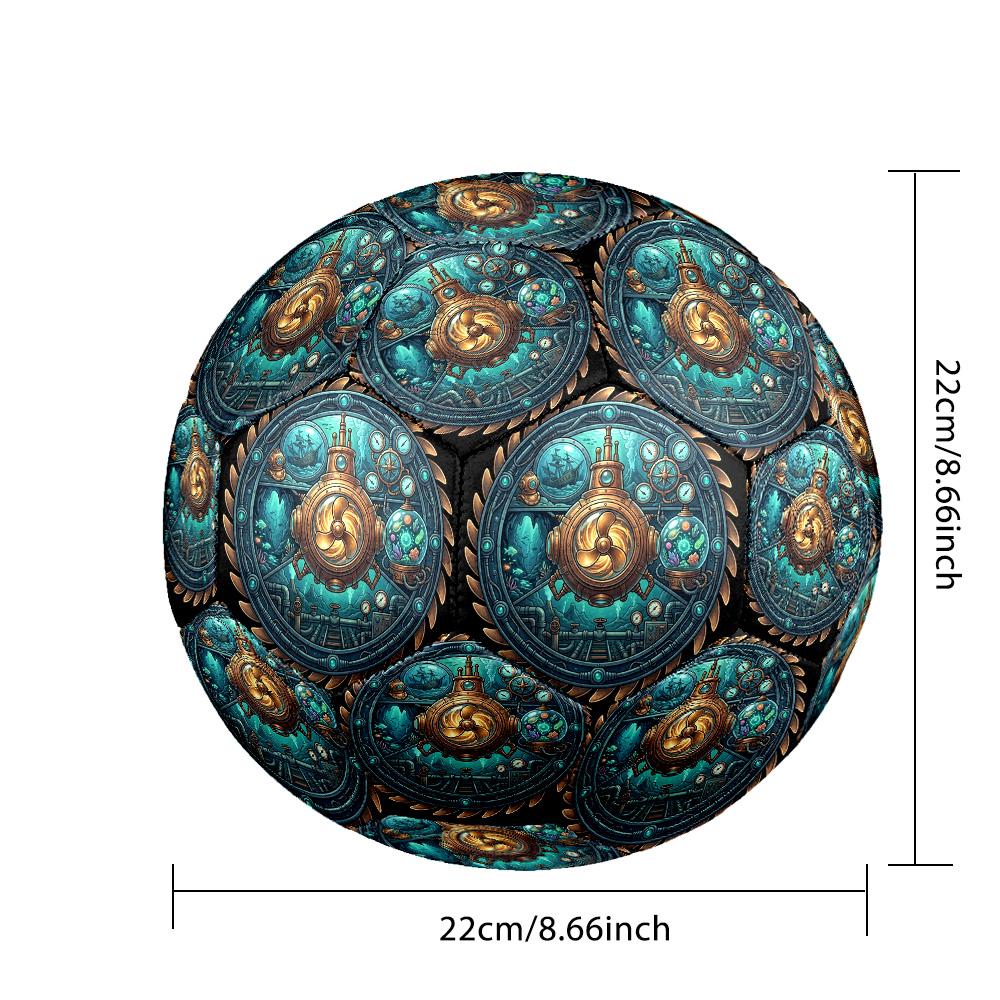 Steampunk Submarine Adventure Round Football Size 5 Adult Ball Suitable for Training Matches and Outdoor Team.