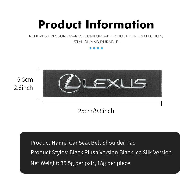 YOM1 For Lexus 1/2pcs Car Safety Belt Shoulder Cover Pads Interior Decoration CT ES GS NX IS250 RX350 IS200 LX570 UX250h CT200h