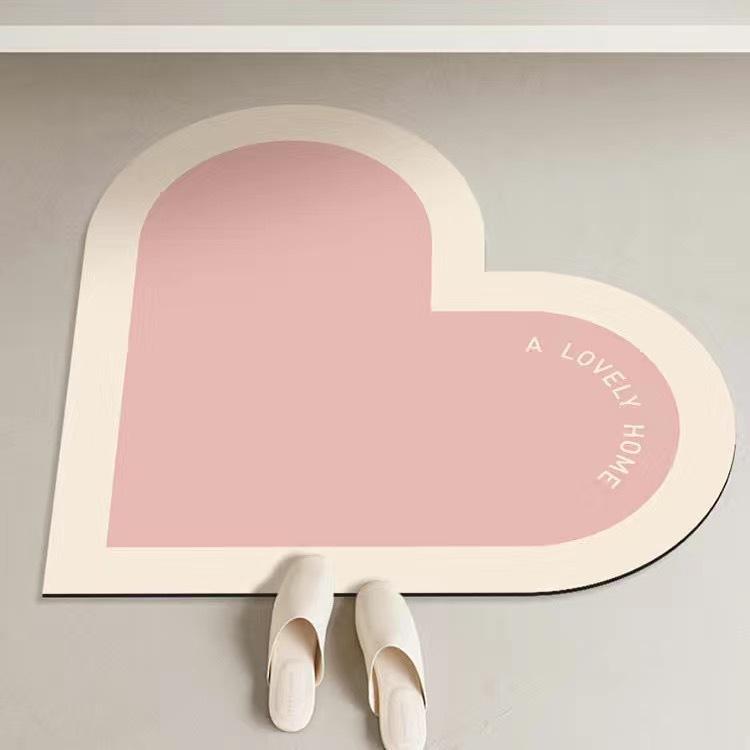 INS Wind Gradient Love Bathroom Absorbent Mat Household Non-slip Bathroom Soft Mat Wedding Diatom Mud Mat