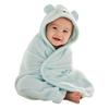 [Clove Cube] Baby Bathrobe - Keeps Baby Warm, Quick-Drying, Hooded, Bear Ear Poncho, Thick Fabric, Baby Shower Gift (Blue)