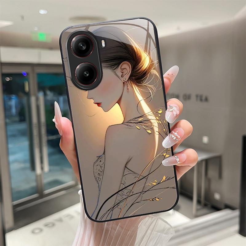 

Beautiful Flower Cute Cats Case For Xiaomi Poco X7 Pro / Redmi Turbo 4 5G Tempered Glass Phone Case Protective Cover Hard Shell Poco X7 Pro