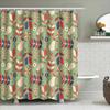 Vintage Pattern Bath Shower Curtain Decor Retro Flowers Leaves Print, Waterproof Fabric For Bathtub Home Decoration (Green)