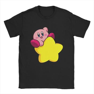 Kirbys Retro Japanese T-Shirts Men Women Nostalgia Childhood ACT Game Awesome Pure Cotton Tees Round Neck T Shirt Clothes