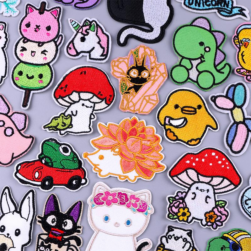 Cartoon Patch Cute Animal Patches For Clothes Striped Badges Embroidered For Clothing Hedgehog Patch Iron On Patches On Clothes